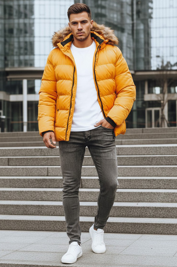 Kurtka męska zimowa pikowana żółta Dstreet TX4162