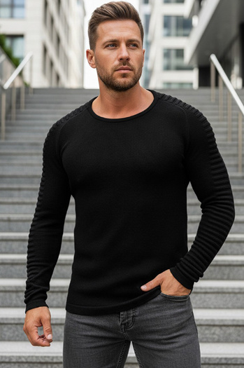 Sweter męski wkładany przez głowę czarny WX1605