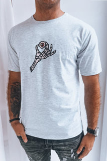 Jasnoszara koszulka męska z nadrukiem Dstreet RX5282