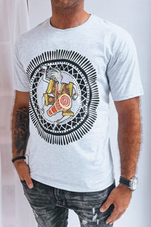 Jasnoszary t-shirt męski z nadrukiem Dstreet RX5300