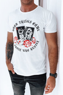 Koszulka męska z nadrukiem biała Dstreet RX5257