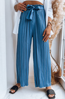 Marszczone spodnie damskie RUFFLES niebieskie Dstreet UY1541