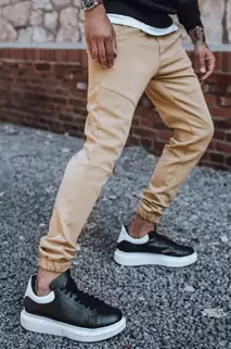 Spodnie męskie dresowe typu jogger beżowe Dstreet UX3301