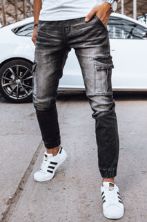Spodnie męskie jeansowe joggery czarne Dstreet UX4038