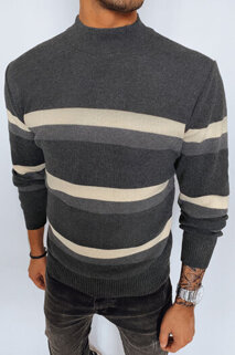 Sweter męski półgolf w paski ciemnoszary Dstreet WX2128
