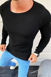 Sweter męski wkładany przez głowę czarny WX1615