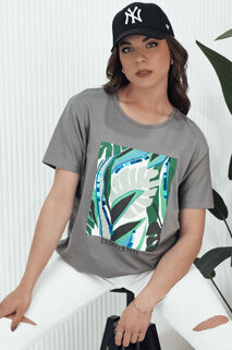 T-shirt damski z nadrukiem MUYUMBA grafitowy Dstreet RY2619
