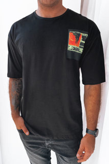 T-shirt męski z nadrukiem czarny Dstreet RX5304