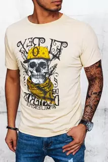 T-shirt męski z nadrukiem kremowy Dstreet RX5092
