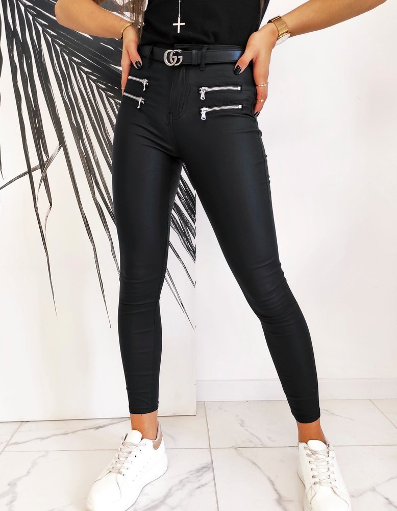 Spodnie damskie woskowane Slim Fit MISTIC czarne UY0600
