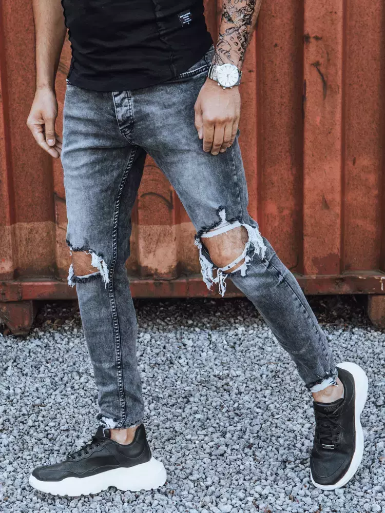 E-shop Tmavo-sivé trendové džínsy