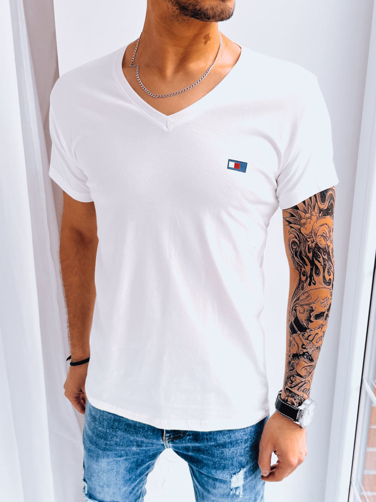 E-shop Biele pánske tričko s výstrihom