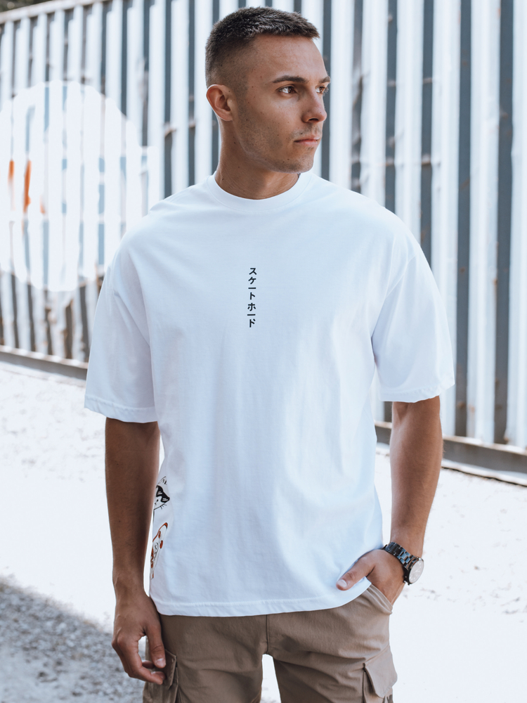 Pánske tričko s potlačou bielej farby Dstreet RX5508