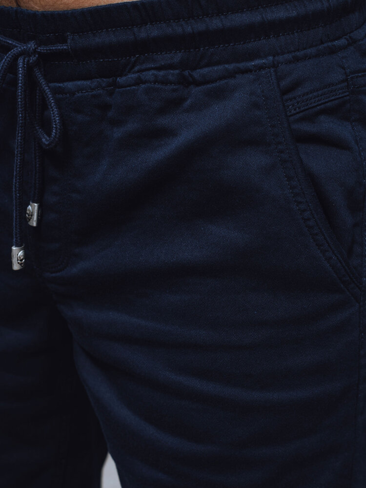 Pánske tmavomodré látkové šortky Dstreet SX2393