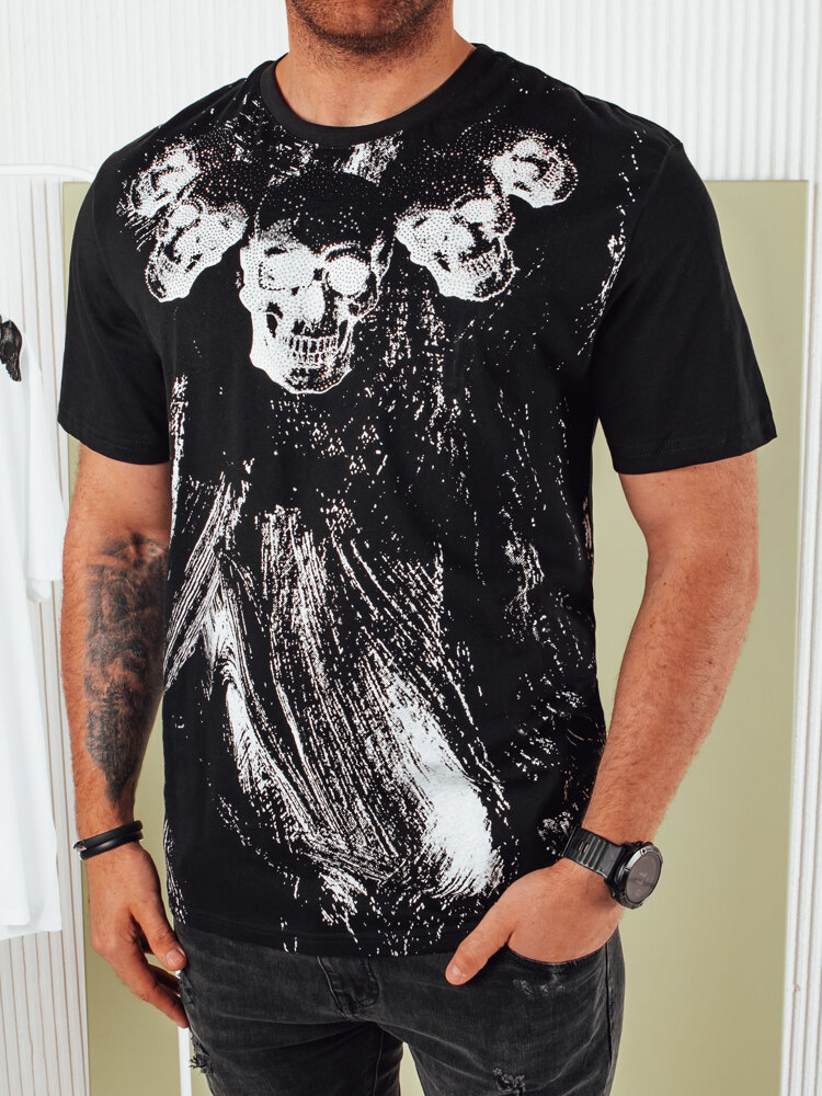Pánske tričko s potlačou čiernej farby Dstreet RX5378