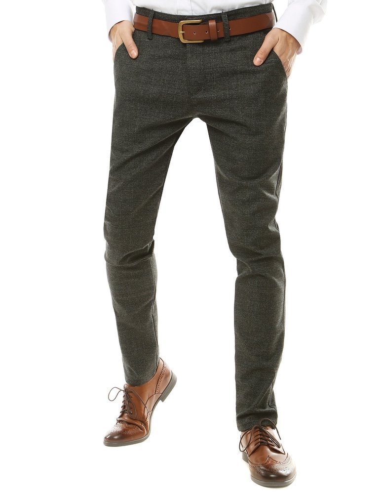 Pánské kalhoty kostkované tmavě šedé Dstreet UX2837 30