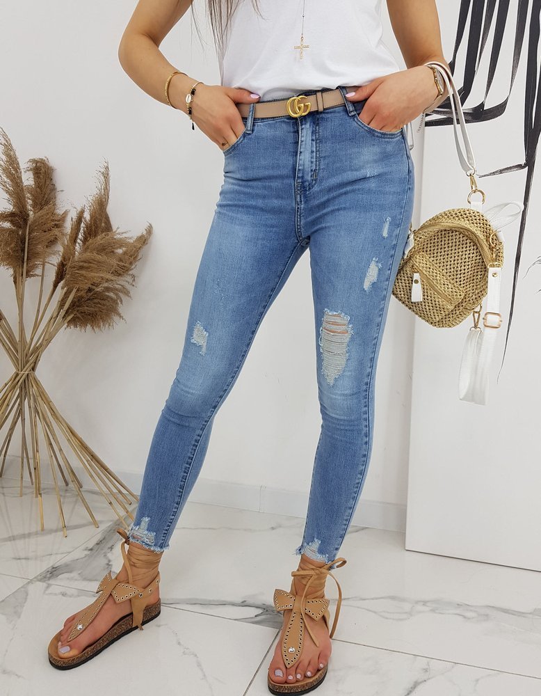 Spodnie damskie jeansowe Skinny Fit TRENS niebieskie UY0541