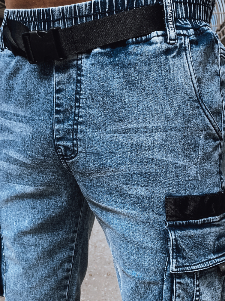 Pánske džínsové cargo šortky, tmavo modrá, Dstreet SX2412