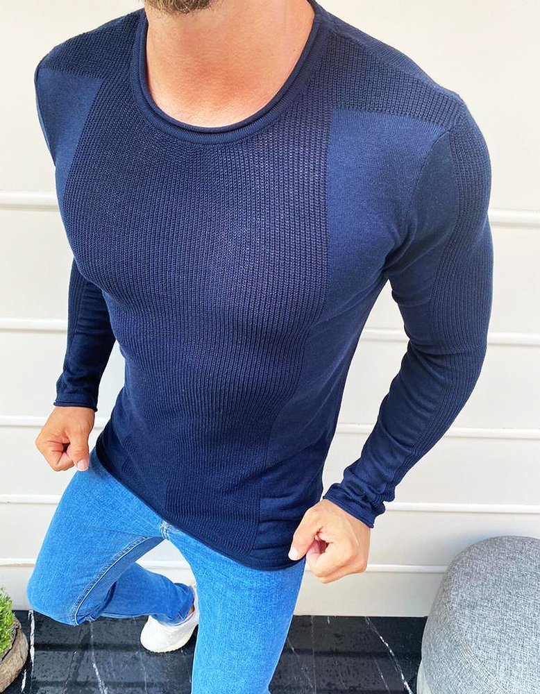 E-shop Jedinečný pánsky sveter modrej farby WX1586