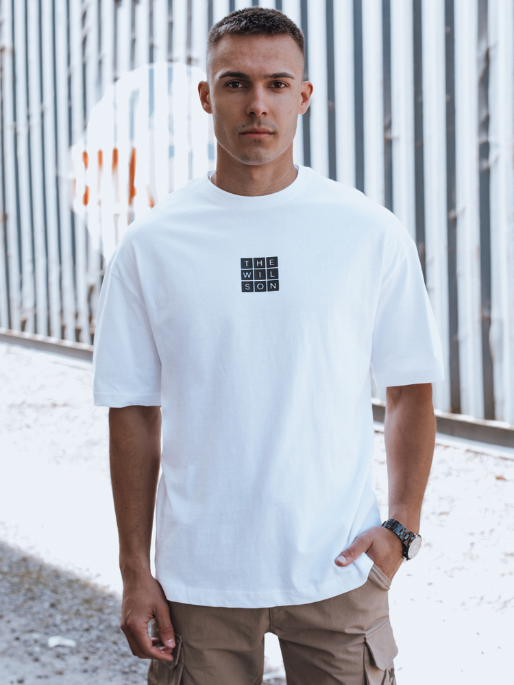 Pánske tričko s potlačou bielej farby Dstreet RX5524
