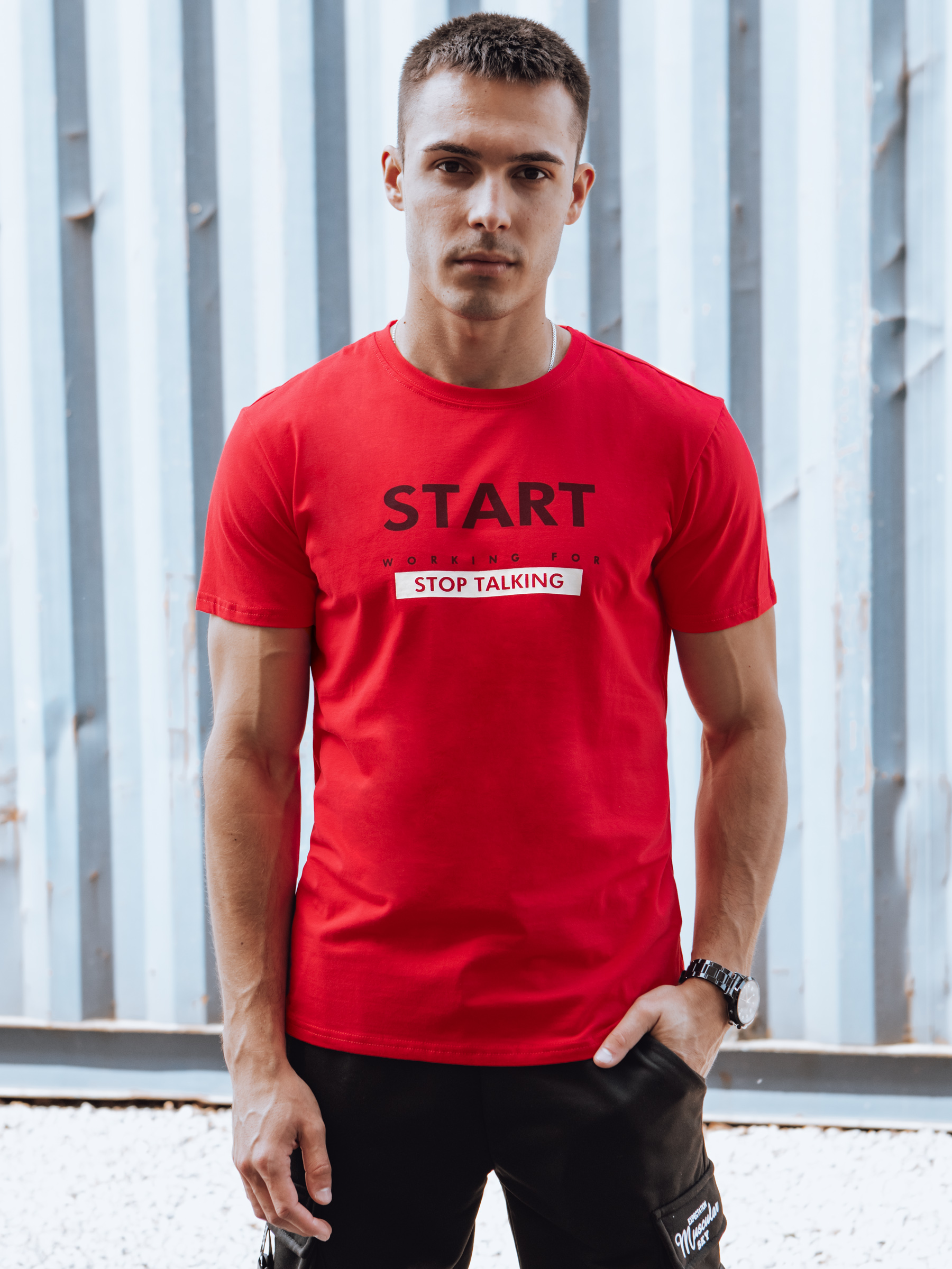 Pánske tričko červené Dstreet RX5605
