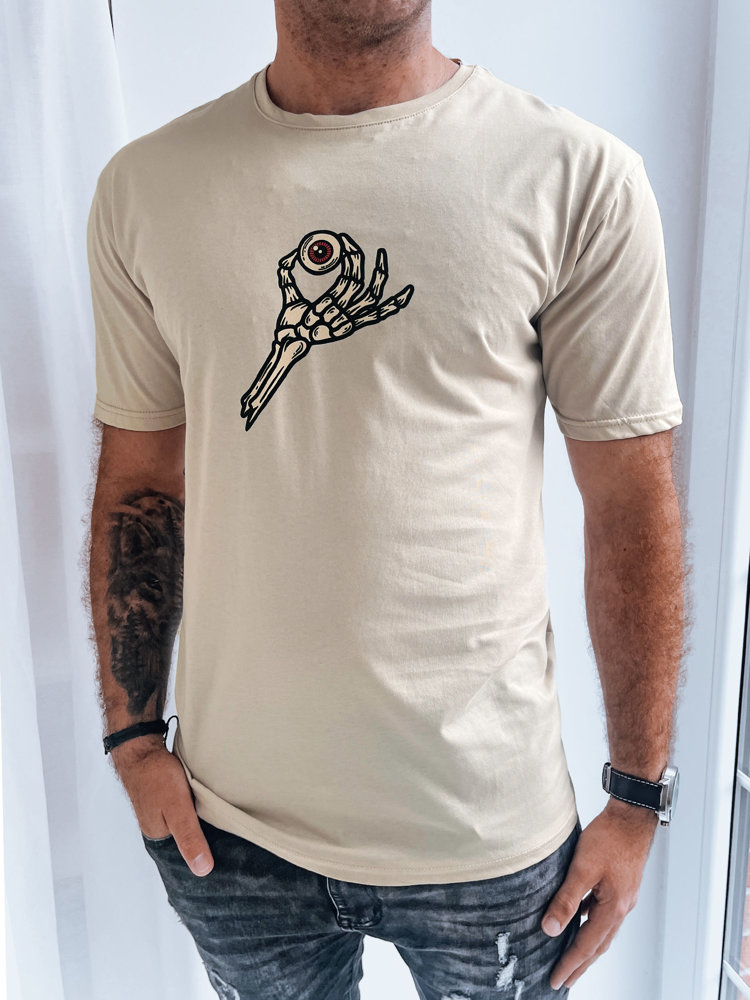 E-shop Béžové tričko s originálnou potlačou