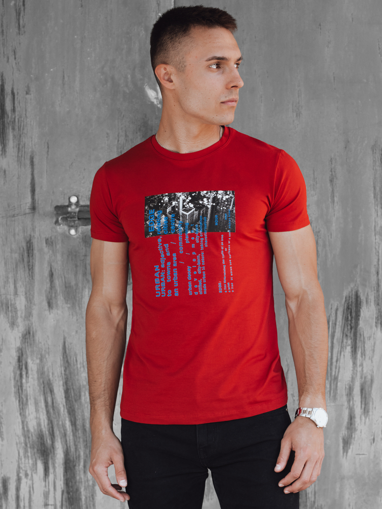 Pánske červené tričko Dstreet RX5559