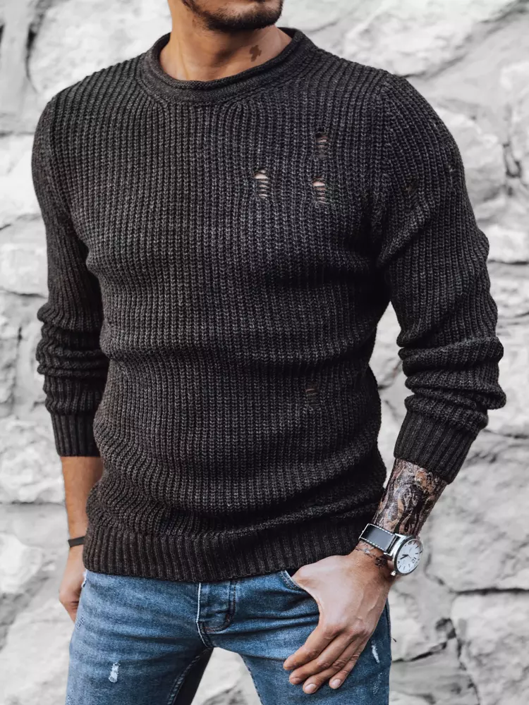 Pánsky štýlový tmavo-sivý sveter