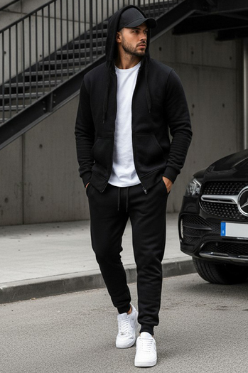 Bluza męska rozpinana z kapturem czarna BX2192