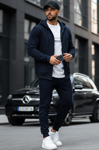 Bluza męska rozpinana granatowa BX2195