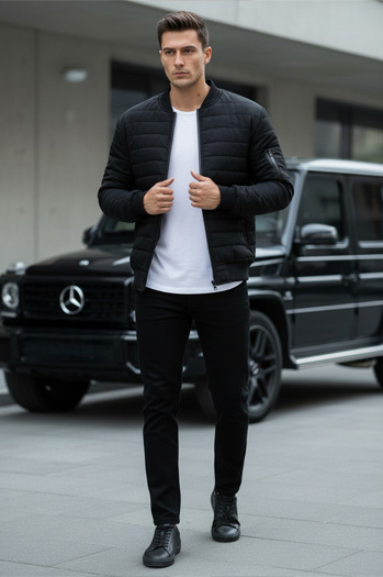 Kurtka męska pikowana bomber jacket czarna TX2213