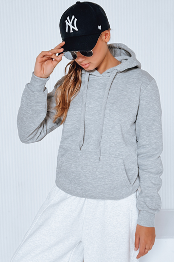 Bluza damska BASIC z kapturem szara BY0155