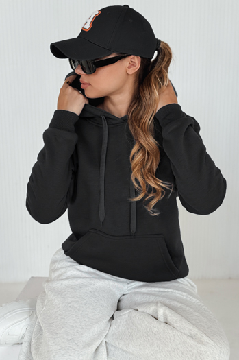Bluza damska BASIC z kapturem czarna BY0158