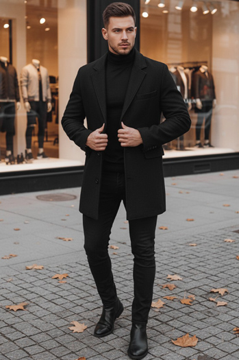 Płaszcz męski czarny Dstreet CX0380