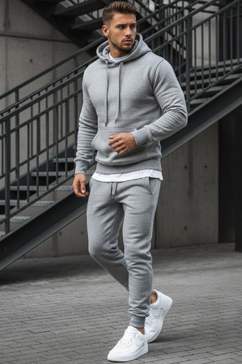 Bluza męska z kapturem szara BX3646