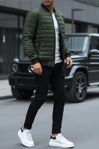 Kurtka męska pikowana bomber jacket zielona TX2211A