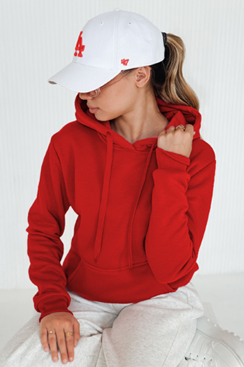 Bluza damska BASIC z kapturem czerwona BY0175