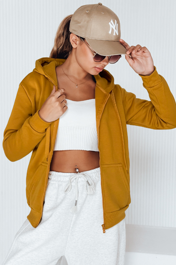 Bluza damska rozpinana z kapturem kamelowa BY0227