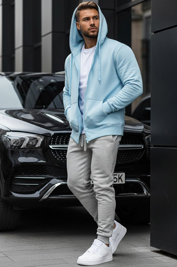 Bluza męska z kapturem błękitna Dstreet BX4246