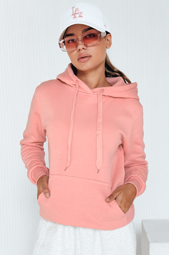 Bluza damska BASIC z kapturem baby pink BY0284