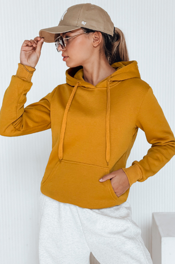 Bluza damska BASIC z kapturem kamelowa BY0560