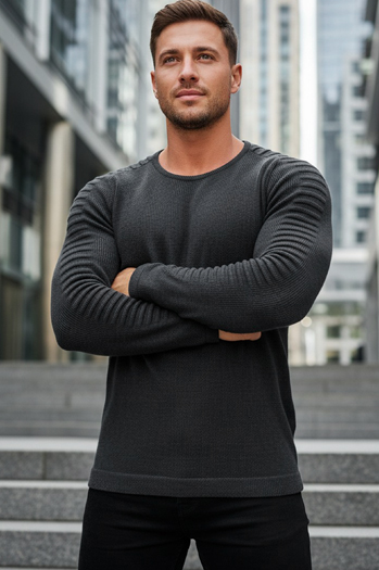 Sweter męski wkładany przez głowę antracytowy WX1604