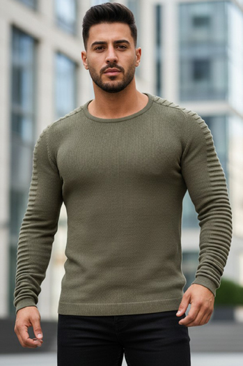 Sweter męski wkładany przez głowę khaki WX1606