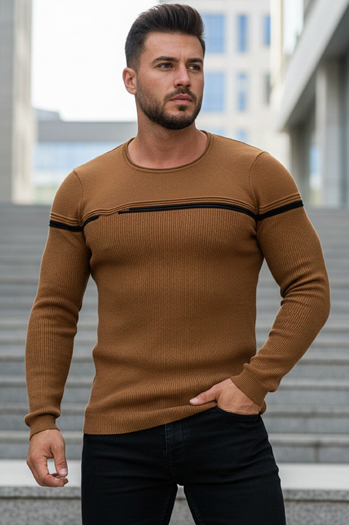 Sweter męski wkładany przez głowę kamelowy Dstreet WX1625