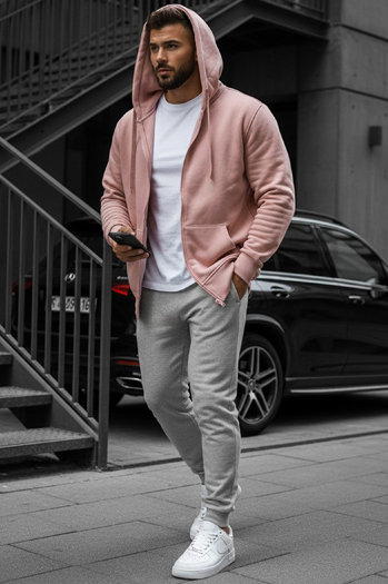 Bluza męska z kapturem różowa Dstreet BX4834