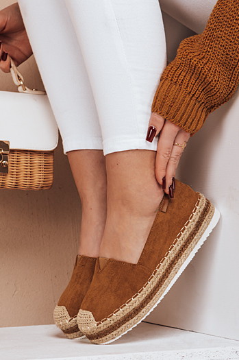 Espadryle damskie LANSI kamelowe Dstreet ZY0060