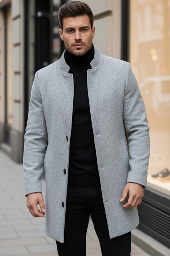 Płaszcz męski jednorzędowy szary Dstreet CX0428