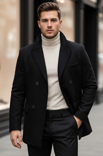 Płaszcz męski czarny Dstreet CX0433