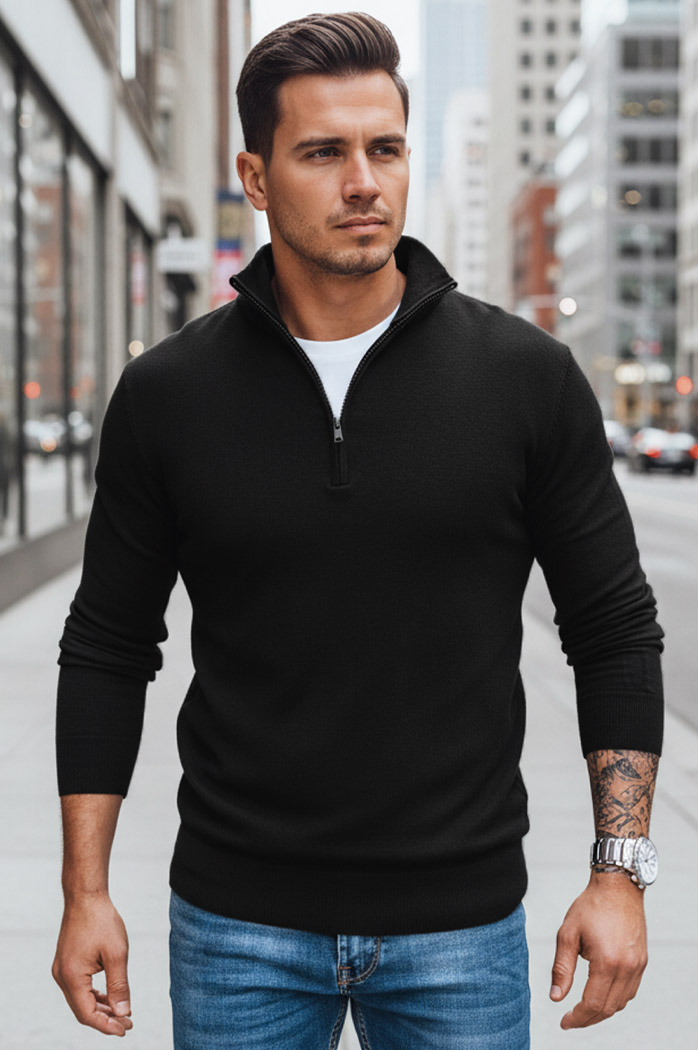 Sweter męski czarny Dstreet WX1894