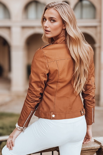 Kurtka damska ramoneska TERLA kamelowa Dstreet TY3039